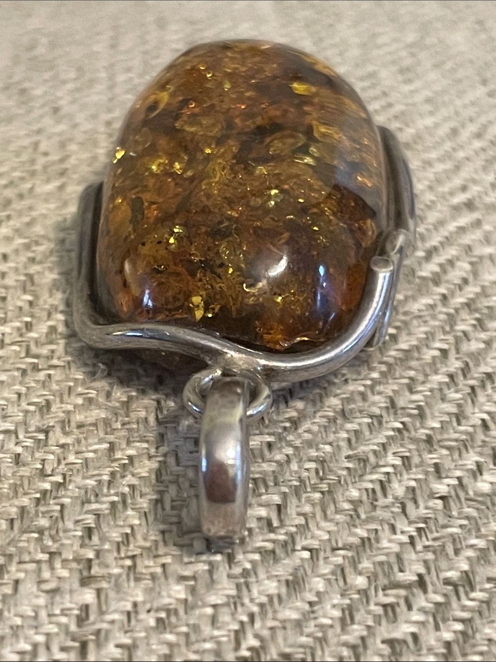 Sterling Silver Green Amber Pendant - Picture 8 of 12